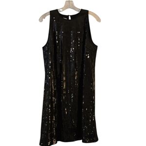 Maggy London sleeveless sequined dress black, Size 14 Holiday Festive